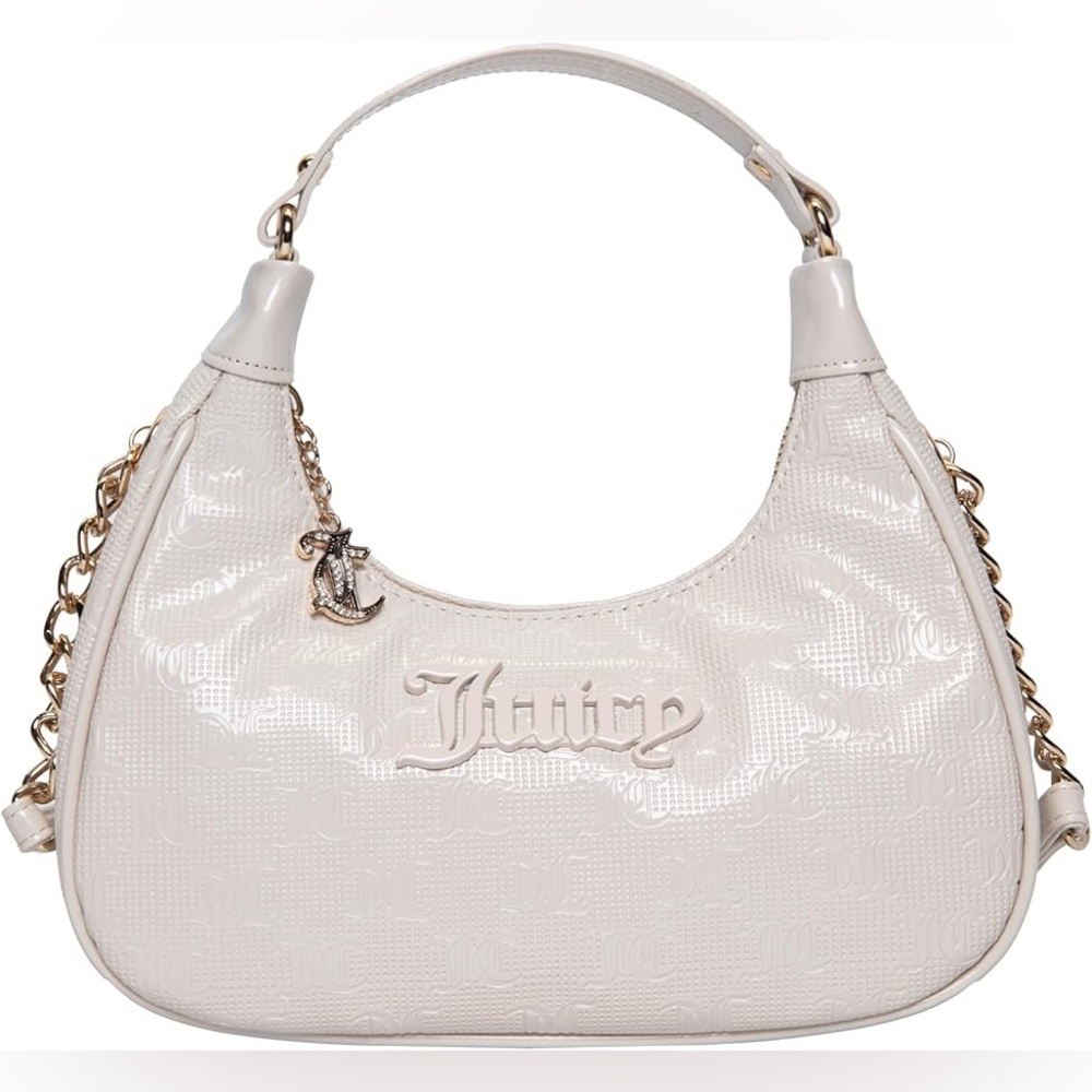 NWT Vintage Juicy Couture Patent Leather Charmed Small Hobo Bag with Gold Chain